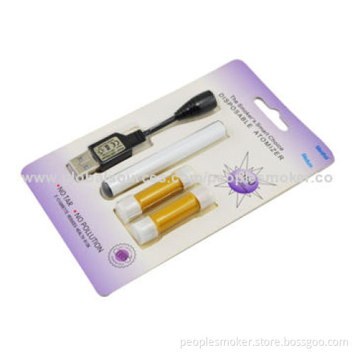 Disposable Electronic Cigarette with 2 x Cartomizers, 1 x Battery/USB Charger and Blister Pack